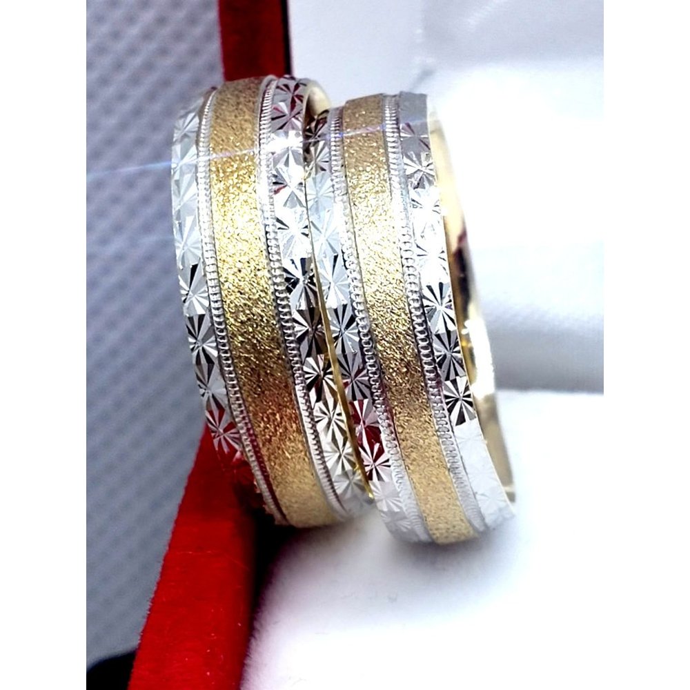Solid 14K White and Yellow Gold Two Tone Wedding Ring - Picture 6 of 16